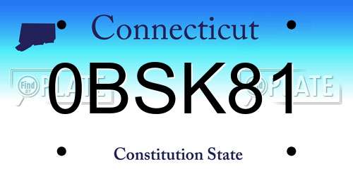 0BSK81 Connecticut License Plate