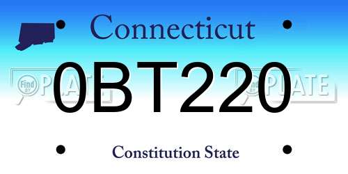 0BT220 Connecticut License Plate