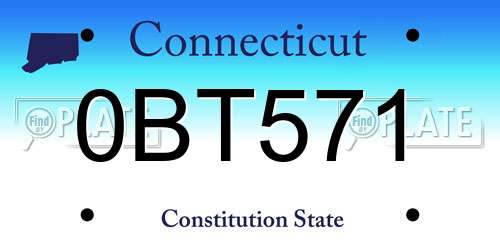 0BT571 Connecticut License Plate