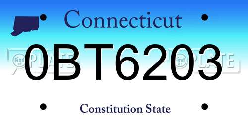 0BT6203 Connecticut License Plate