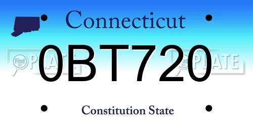 0BT720 Connecticut License Plate