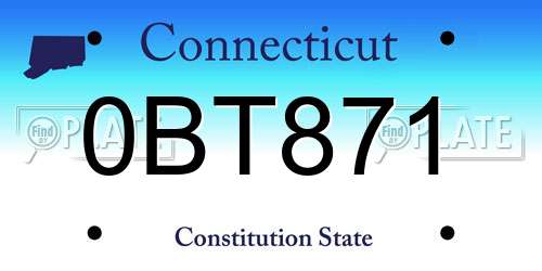0BT871 Connecticut License Plate
