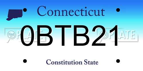 0BTB21 Connecticut License Plate