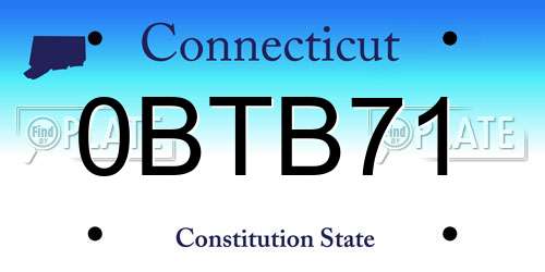0BTB71 Connecticut License Plate