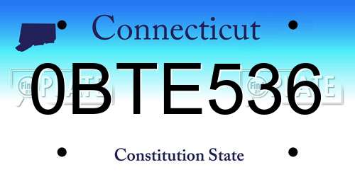 0BTE536 Connecticut License Plate