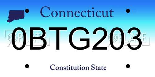 0BTG203 Connecticut License Plate