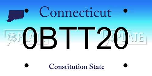 0BTT20 Connecticut License Plate
