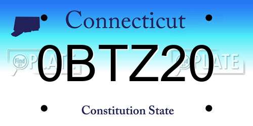 0BTZ20 Connecticut License Plate