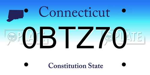 0BTZ70 Connecticut License Plate