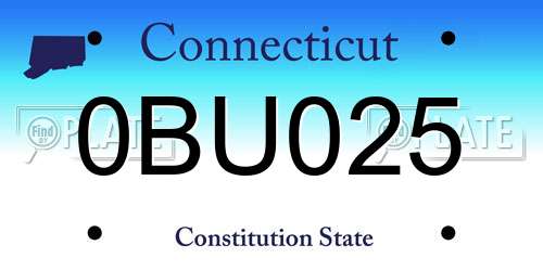0BU025 Connecticut License Plate
