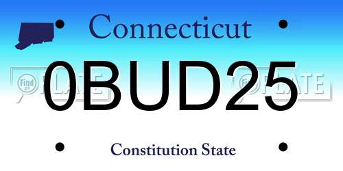 0BUD25 Connecticut License Plate
