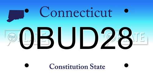 0BUD28 Connecticut License Plate