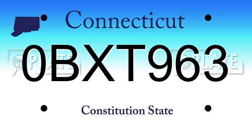 0BXT963 Connecticut License Plate
