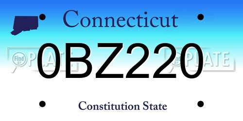 0BZ220 Connecticut License Plate
