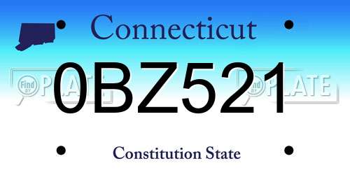 0BZ521 Connecticut License Plate