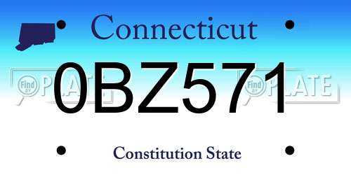 0BZ571 Connecticut License Plate