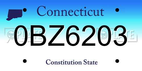 0BZ6203 Connecticut License Plate