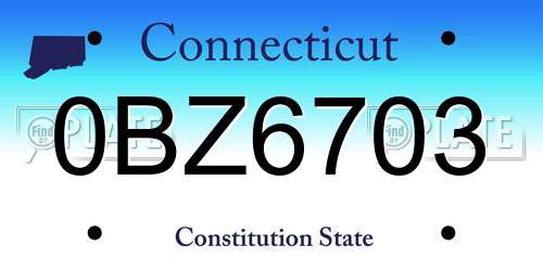 0BZ6703 Connecticut License Plate