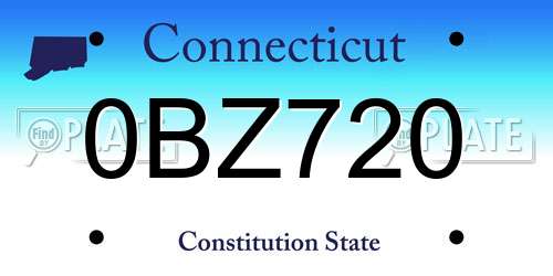 0BZ720 Connecticut License Plate