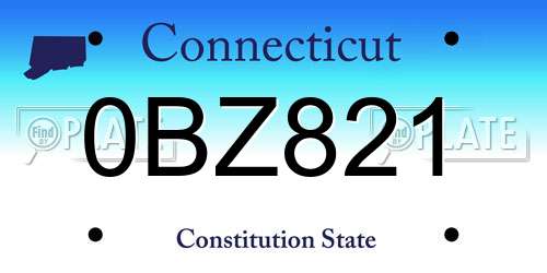 0BZ821 Connecticut License Plate