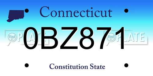 0BZ871 Connecticut License Plate