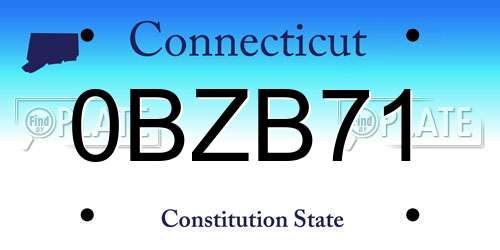 0BZB71 Connecticut License Plate