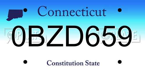 0BZD659 Connecticut License Plate