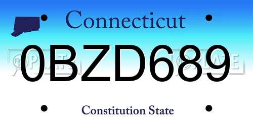 0BZD689 Connecticut License Plate