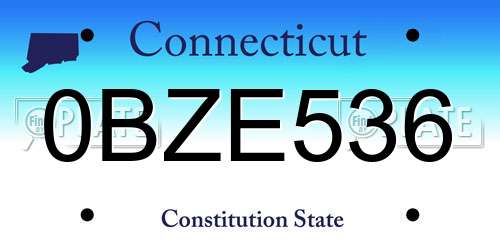 0BZE536 Connecticut License Plate