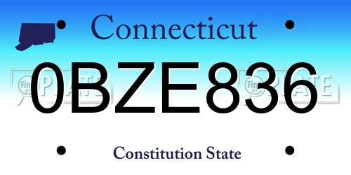 0BZE836 Connecticut License Plate