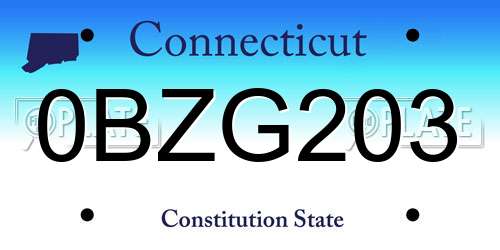 0BZG203 Connecticut License Plate