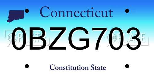 0BZG703 Connecticut License Plate