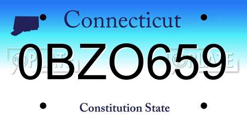 0BZO659 Connecticut License Plate