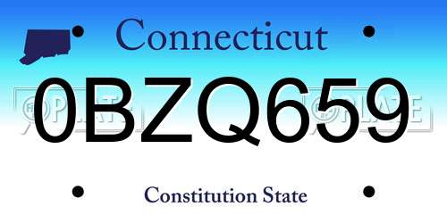 0BZQ659 Connecticut License Plate
