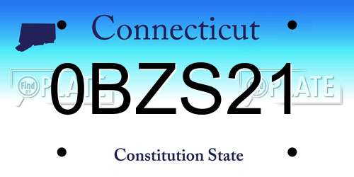 0BZS21 Connecticut License Plate