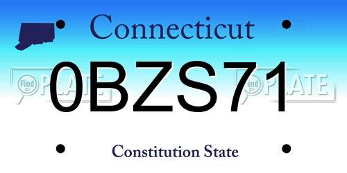0BZS71 Connecticut License Plate