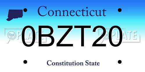 0BZT20 Connecticut License Plate