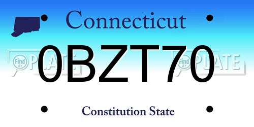 0BZT70 Connecticut License Plate