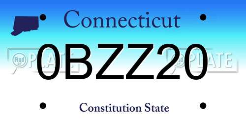 0BZZ20 Connecticut License Plate