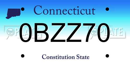 0BZZ70 Connecticut License Plate