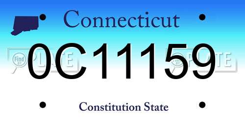 0C11159 Connecticut License Plate