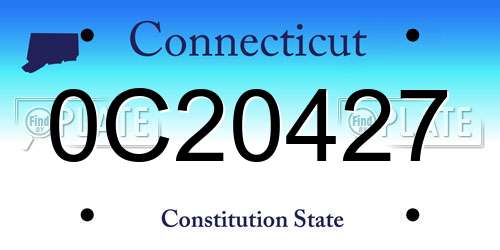 0C20427 Connecticut License Plate