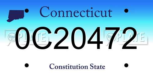 0C20472 Connecticut License Plate