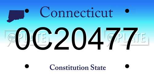 0C20477 Connecticut License Plate