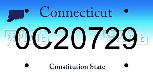 0C20729 Connecticut License Plate