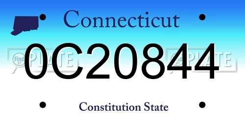 0C20844 Connecticut License Plate
