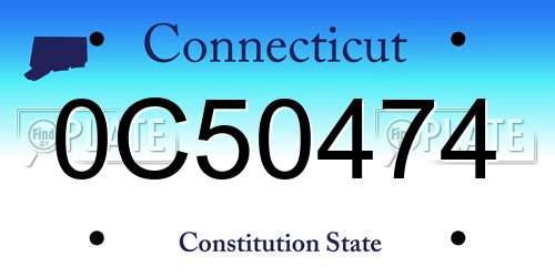 0C50474 Connecticut License Plate