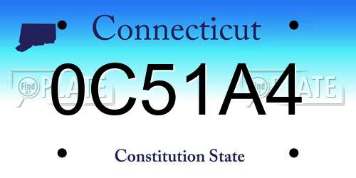0C51A4 Connecticut License Plate
