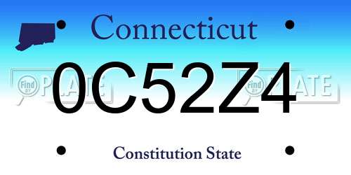 0C52Z4 Connecticut License Plate