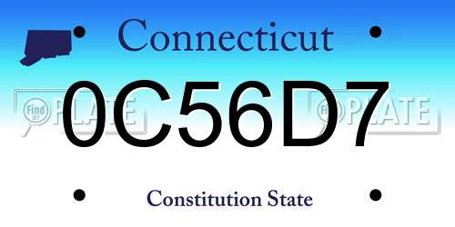 0C56D7 Connecticut License Plate